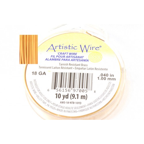 Artistic wire 18 gauge, non tarnish brass